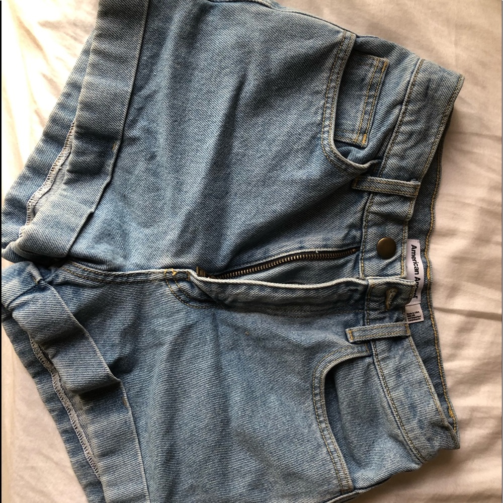 AMERICAN APPAREL HIGH WAISTED JEAN SHORTS